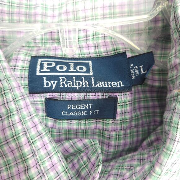 Polo Ralph Lauren Mens Large Plaid Regent Classic Fit Button Down Dress Shirt - Picture 4 of 8